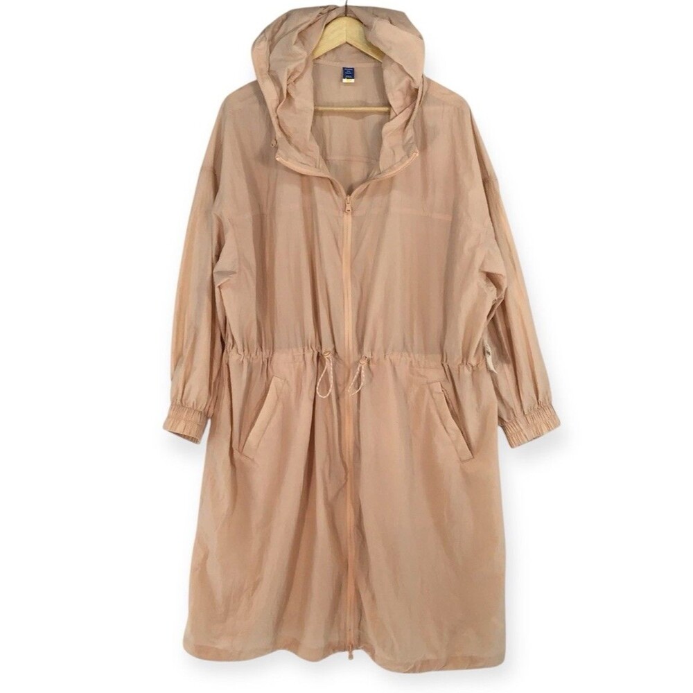 Packable Parka Raincoat Jacket Womens 2X Peach Breathable Hooded Old Navy Storm